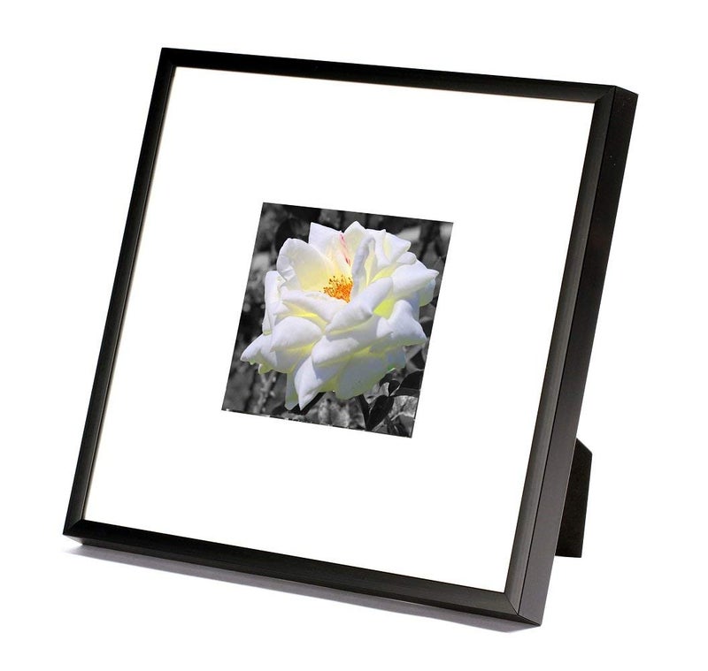 Frametory, 8x8 Black Aluminum Picture Frame - Set of 1 - Ideal for Displaying 4x4 Photos with Mat or 8x8 Without Mat - Real Glass Front - Simple Gallery Wall Frames for Art Prints and Posters - Image 4